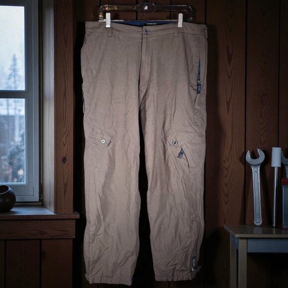 Wearfirst Men's 38x32 VTG Brown Cargo Pants Utililty Hiking Orange Mesh Lined - Picture 1 of 12